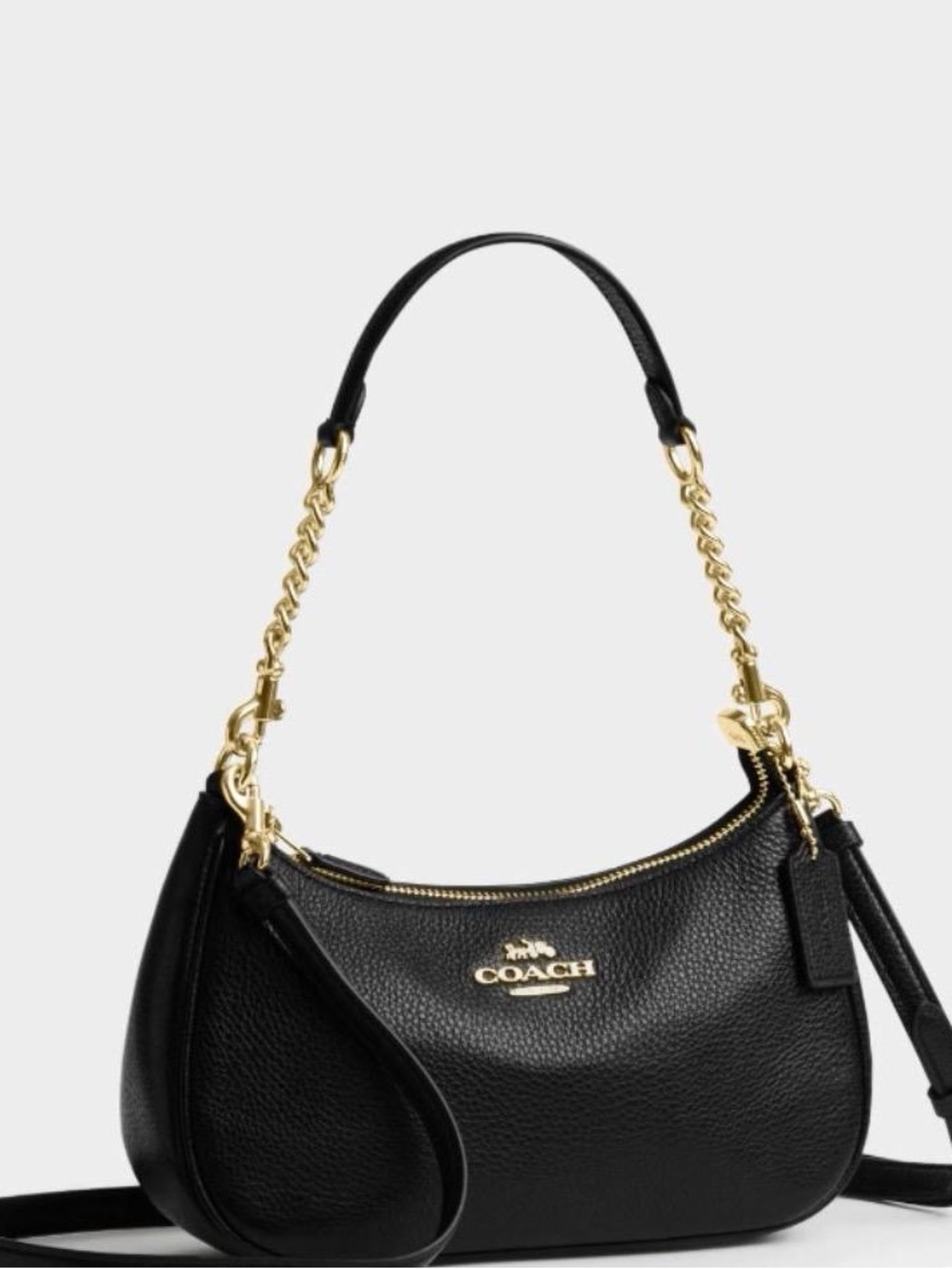 Coach Black Pebbled Leather Shoulder Bag with Gold Hardware